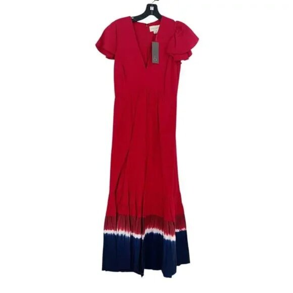 NWT SACHIN + BABI Dress Paloma Rose Midi Dress Pockets Red Blue Ombre Tie Dye 8 - Picture 3 of 10